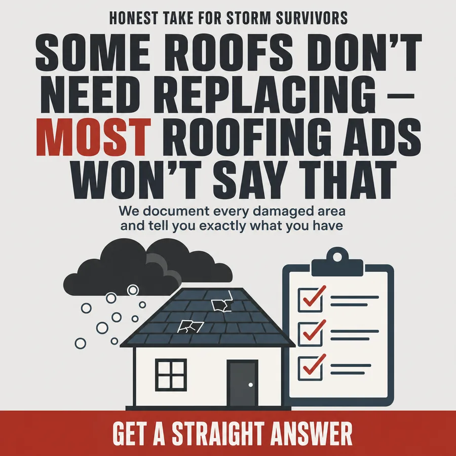 Static ad, Lead generation: “Some roofs don't need replacing - most roofing ads won't say that…”