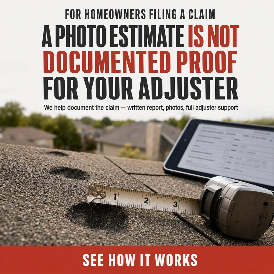 Static ad, Lead generation: “A photo estimate is not documented proof for your adjuster…”