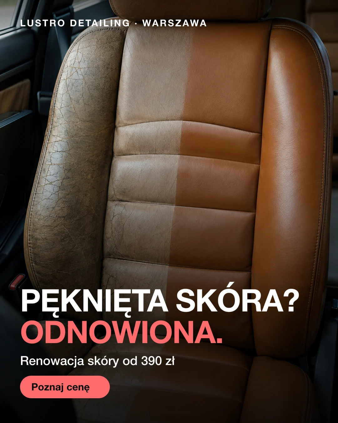 Reklama statyczna, Detailing · Warszawa: „Pęknięta skóra? Odnowiona.”