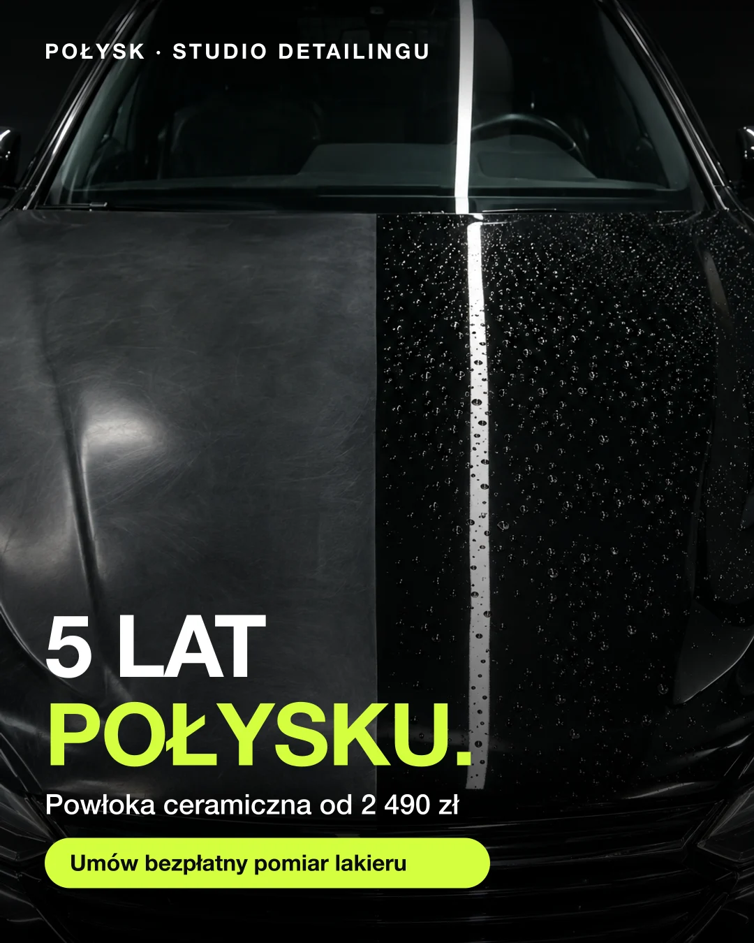 Reklama statyczna, Studio detailingu · Polska: „5 lat połysku. Powłoka ceramiczna od 2 490 zł.”