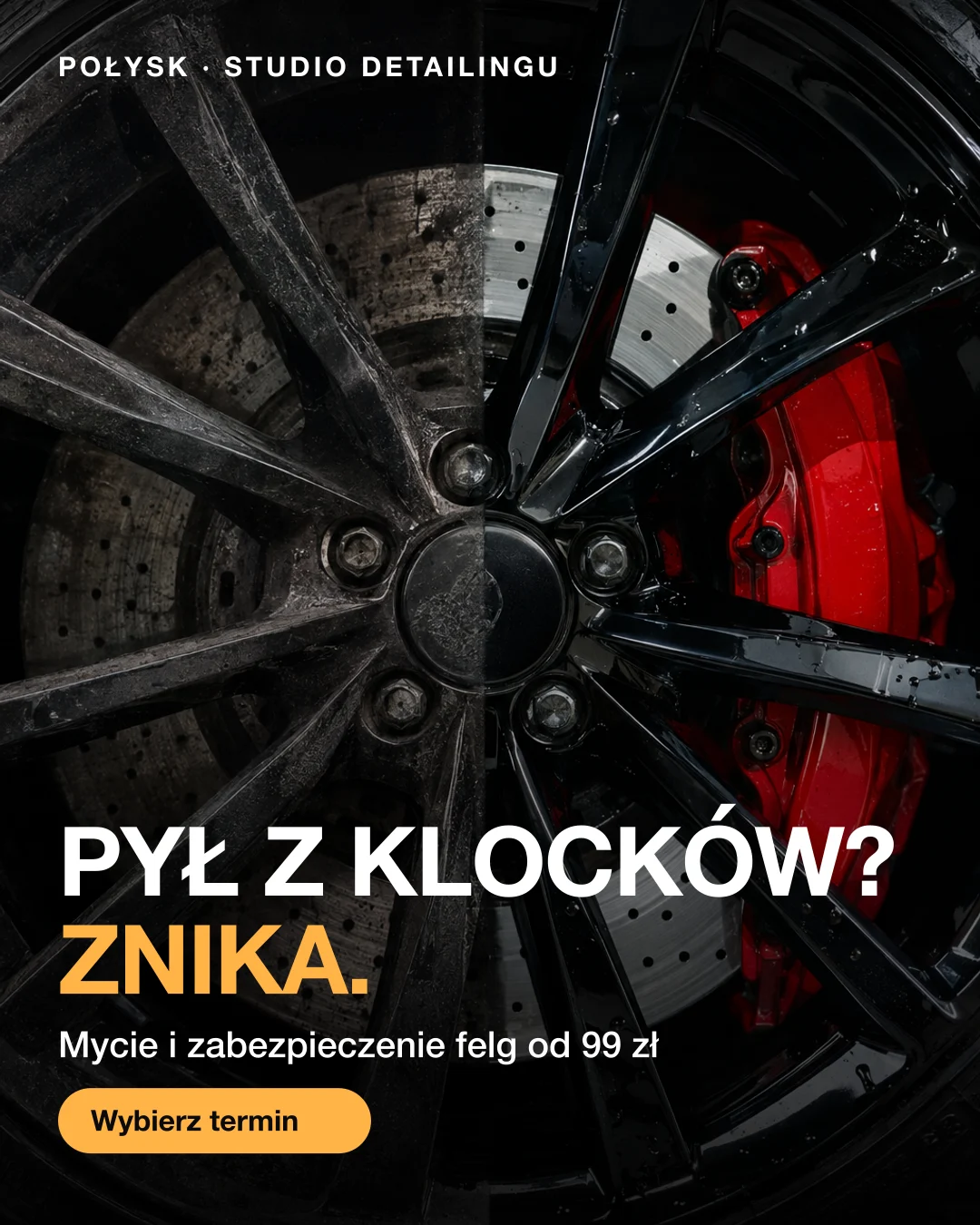 Reklama statyczna, Studio detailingu · Polska: „Pył z klocków? Znika.”