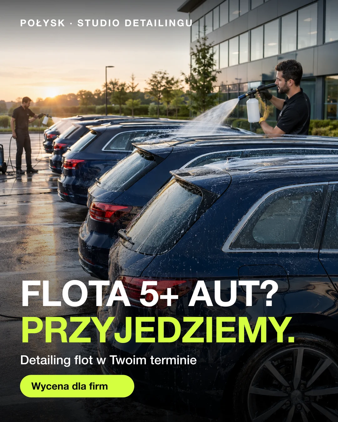 Reklama statyczna, Studio detailingu · Polska: „Flota 5+ aut? Przyjedziemy.”