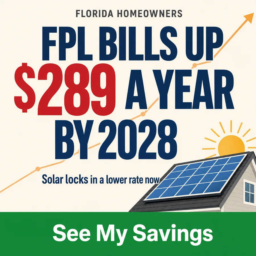Static ad, Solar · Florida: “$289 a year. That's the extra a typical FPL household pays by 2028 - a…”