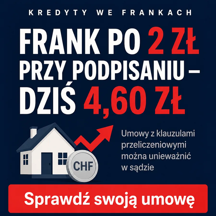 Reklama statyczna, Kredyty CHF/EUR: „Frank kosztował 2 zł przy podpisywaniu umów. Dziś prawie 4,60 zł.”