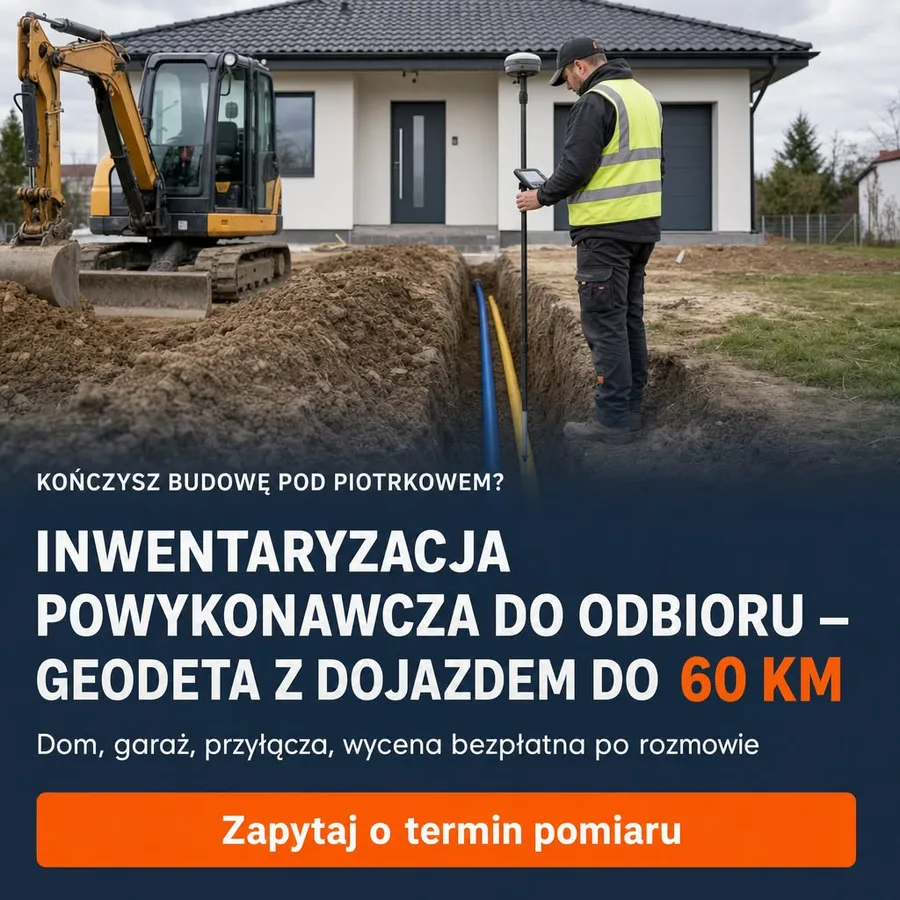 Reklama statyczna, Geodezja · Piotrków: „Inwentaryzacja powykonawcza – dojazd do 60 km od Piotrkowa.”